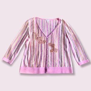 Escada Pink Beautiful Beaded Sequin Cardigan